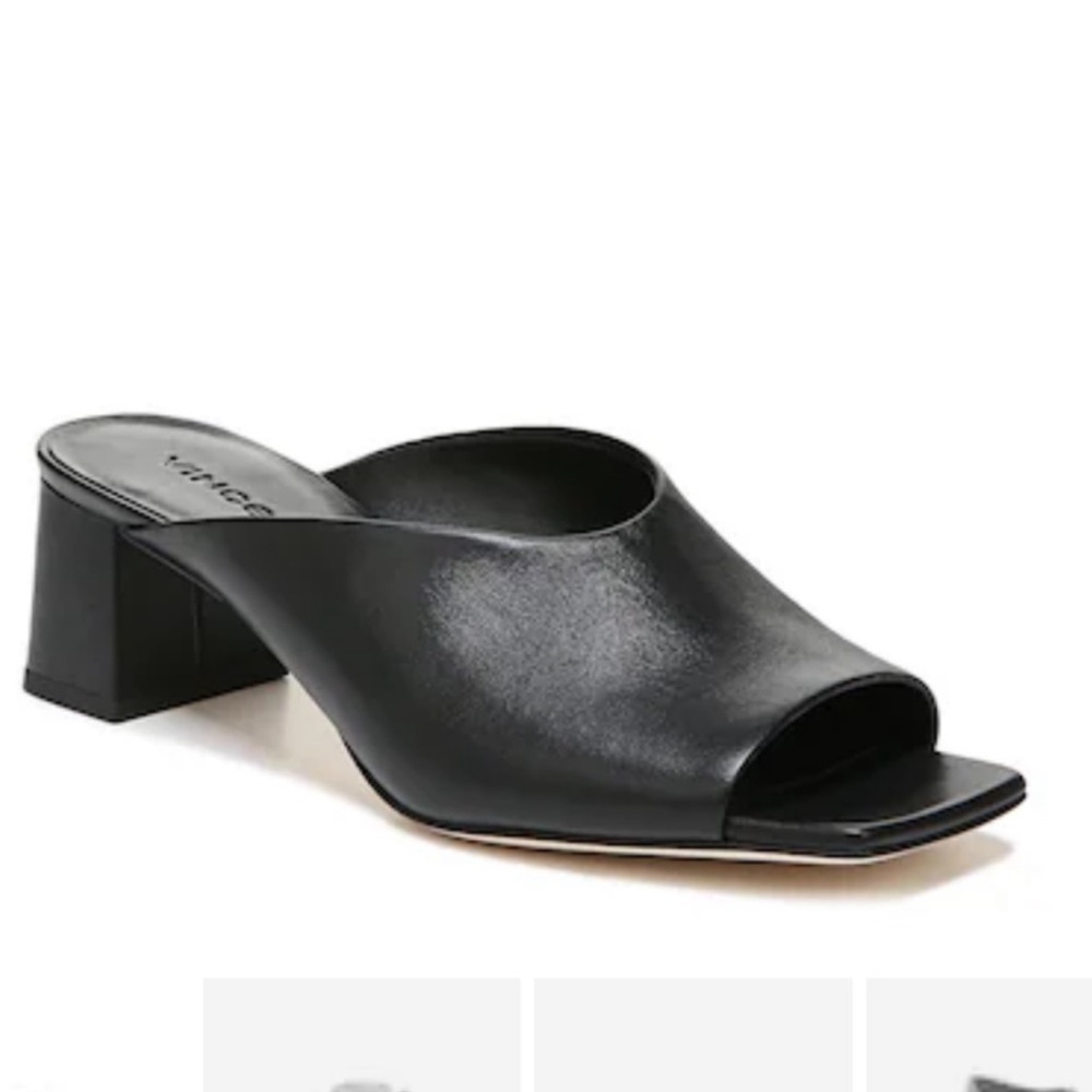 Vince Womens Elizabeth Black Slip-on Mule Heel Sandal Sz 7 Minimalist Classic